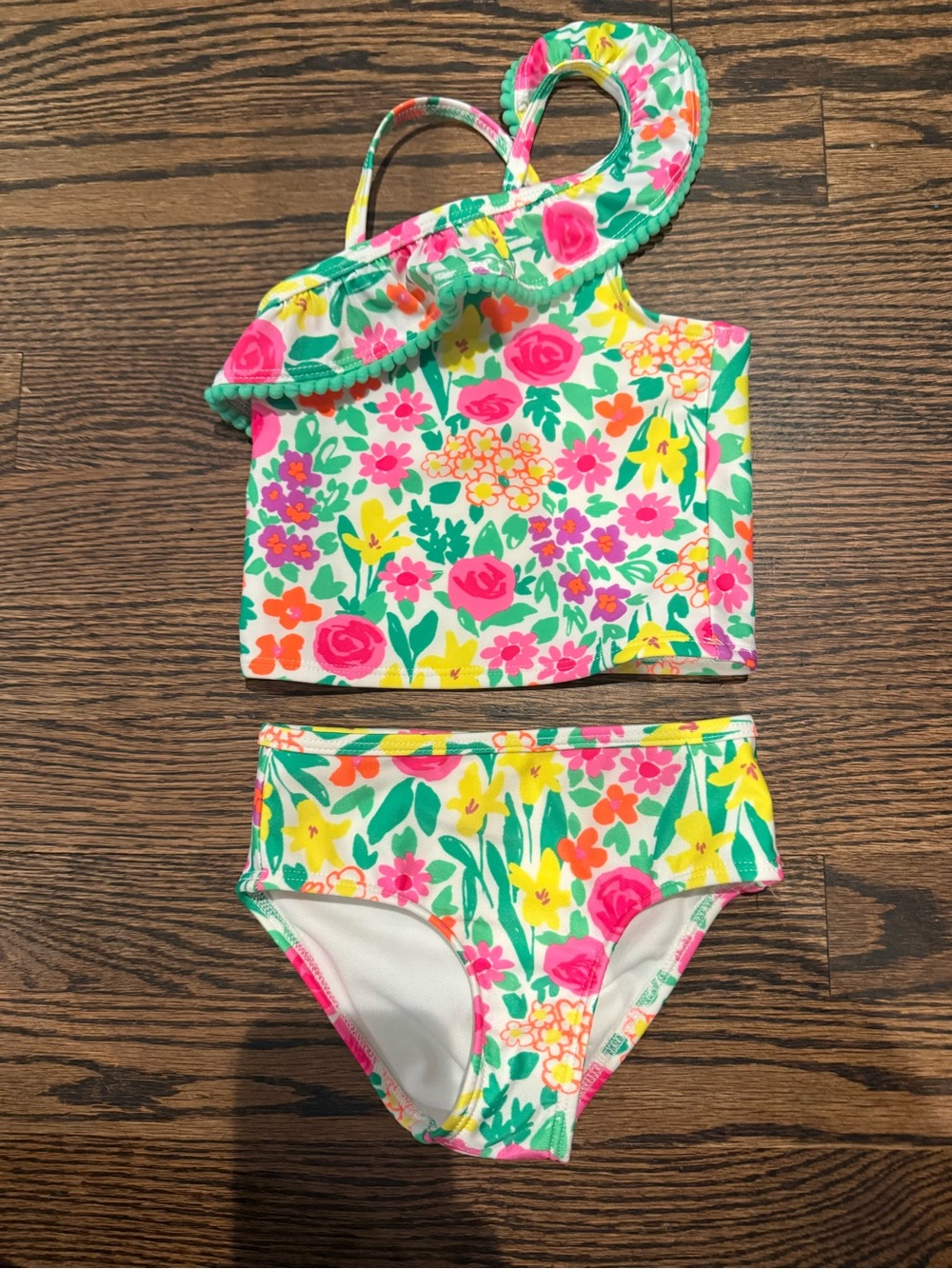 Cat & Jack Girls Floral Tankini Bikini in Pink, Yellow & Green